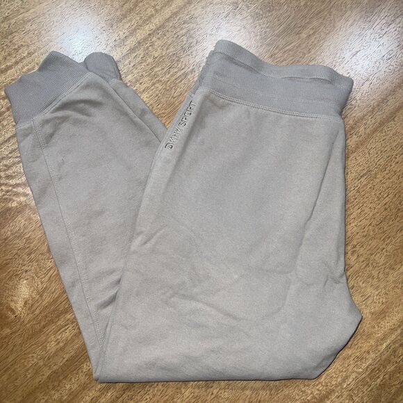 Pants - DKNY Womens Jogger Pants Beige Fleece Sweatpants Pull On Tapered Leg Sz Medium